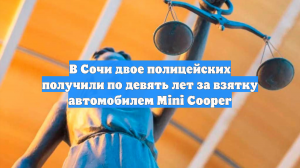 В Сочи двое полицейских получили по девять лет за взятку автомобилем Mini Cooper