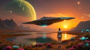 Научно-фантастический пейзаж с атмосферной музыкой для медитации и релаксации.