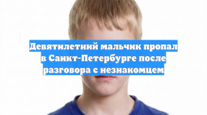 Девятилетний мальчик пропал в Санкт-Петербурге после разговора с незнакомцем
