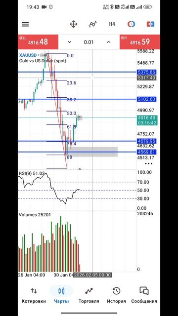 Золото Форекс на 4.02.2026 смотреть онлайн