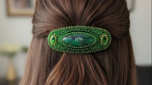 МК 2 часть Делаем заколку из бисера и кабошона.