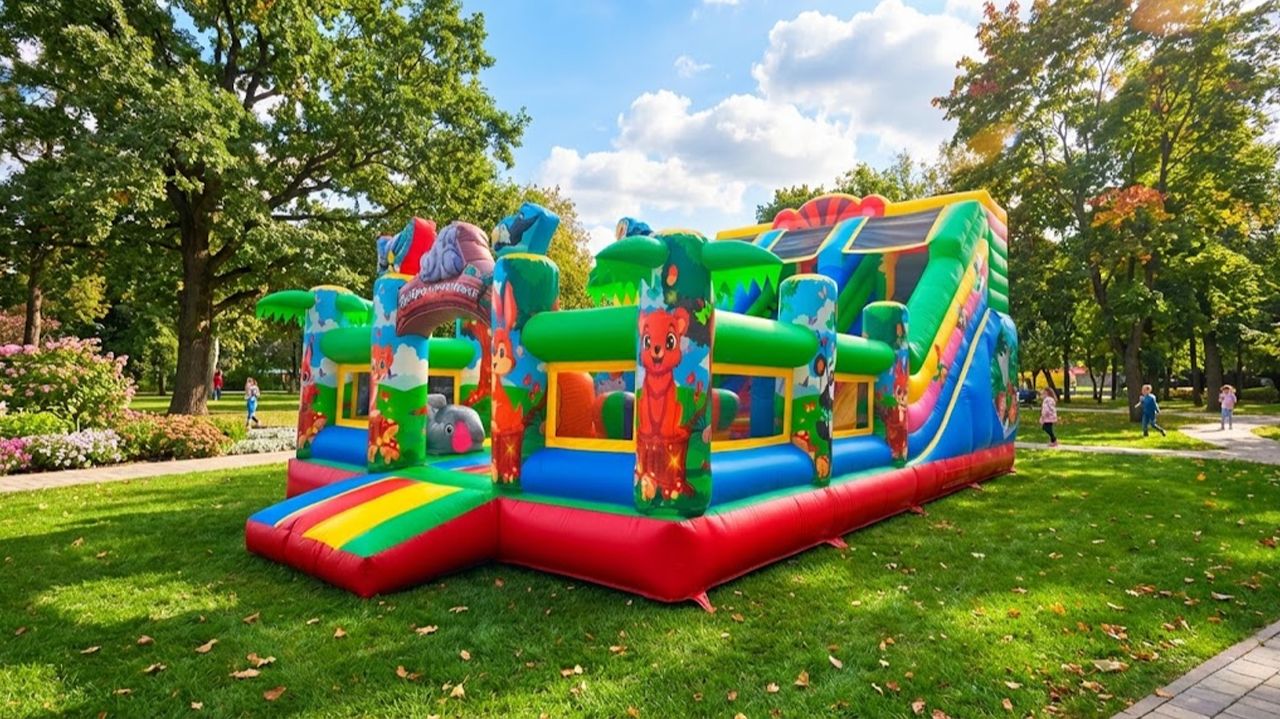 Коммерческий надувной батут «Звериная команда», 9х5х5 м смотреть онлайн