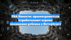 РИА Новости: правоохранители отрабатывают версию похищения ребенка в Петербурге