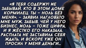 Я тебя содержу! Не забывай, кто в этом доме кормилец.Ты —ноль без меня —заявил нагловато муж