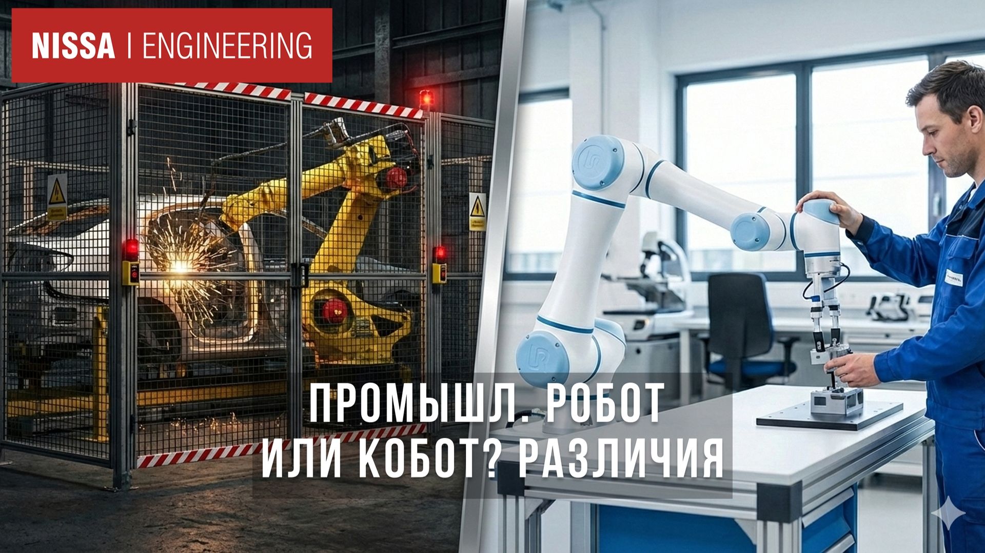 Промышленные роботы или коботы, сравнение, примеры