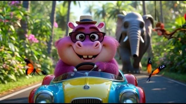 Детская песенка.Едет бегемотик