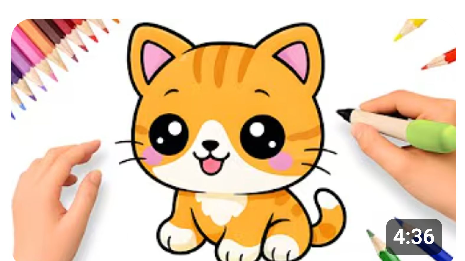 КАК НАРИСОВАТЬ ПРОСТОГО МИЛОГО РЫЖЕГО КОТЕНКА 💗 смотреть онлайн