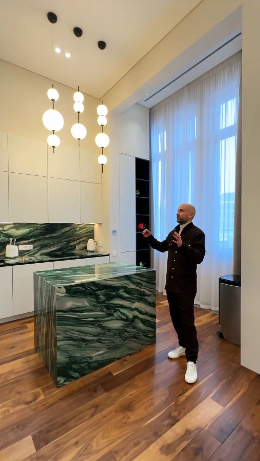 Дизайн-проект кухни с высокими потолками в жк Now 125м2 Архитектурное решение сложной задачи