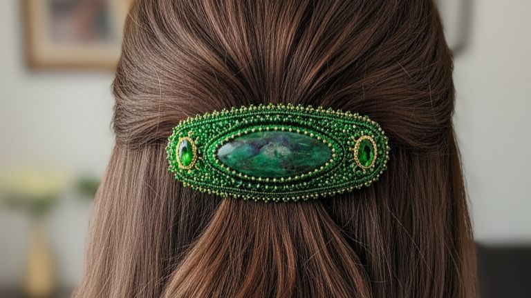 МК 1часть Делаем заколку из бисера и кабошона.