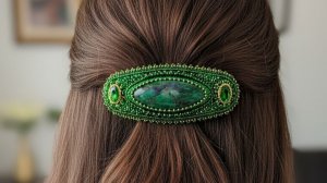 МК 1часть Делаем заколку из бисера и кабошона.