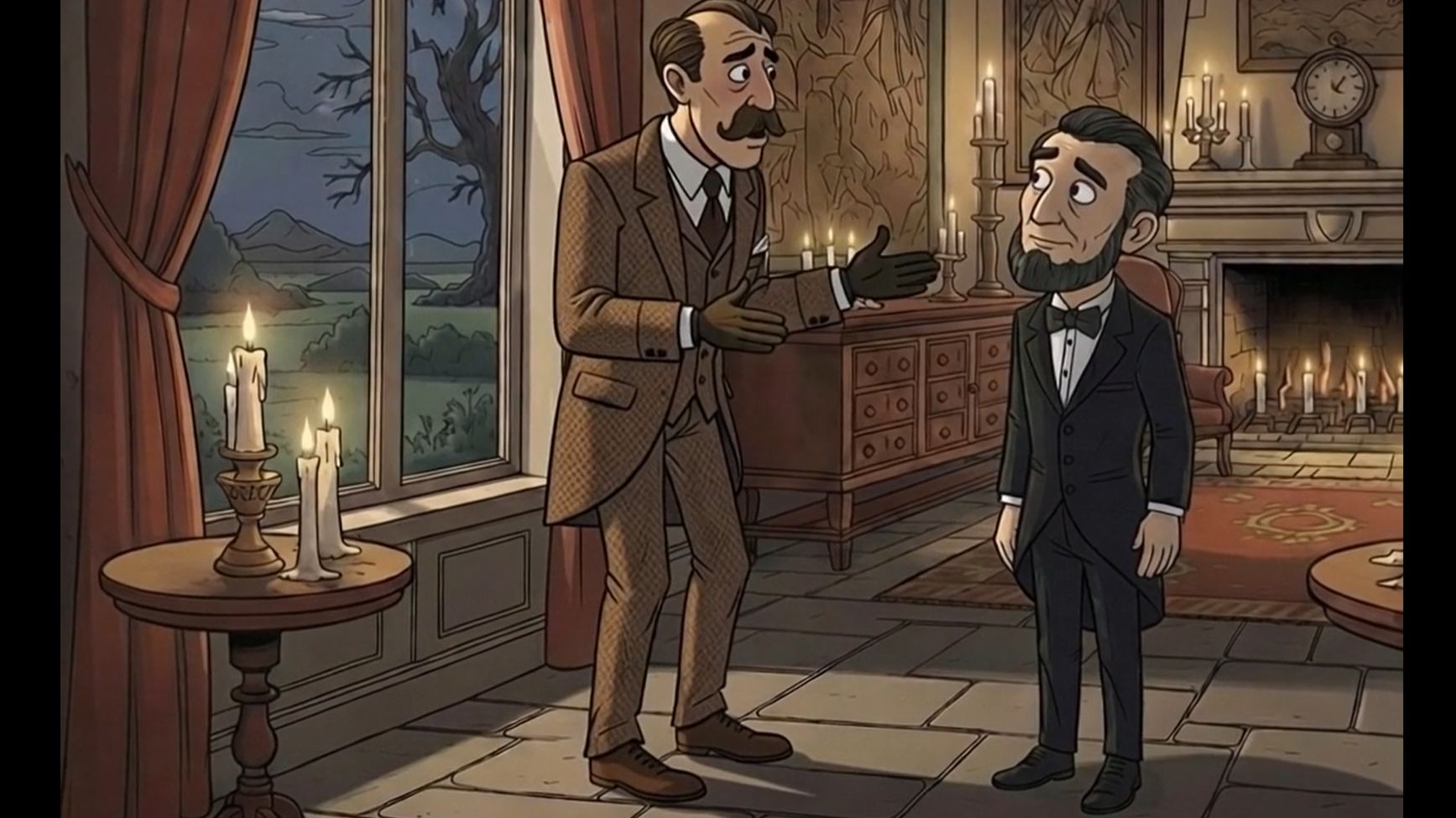 Сэр Генри и Бэрримор обсуждают собаку Баскервилей.