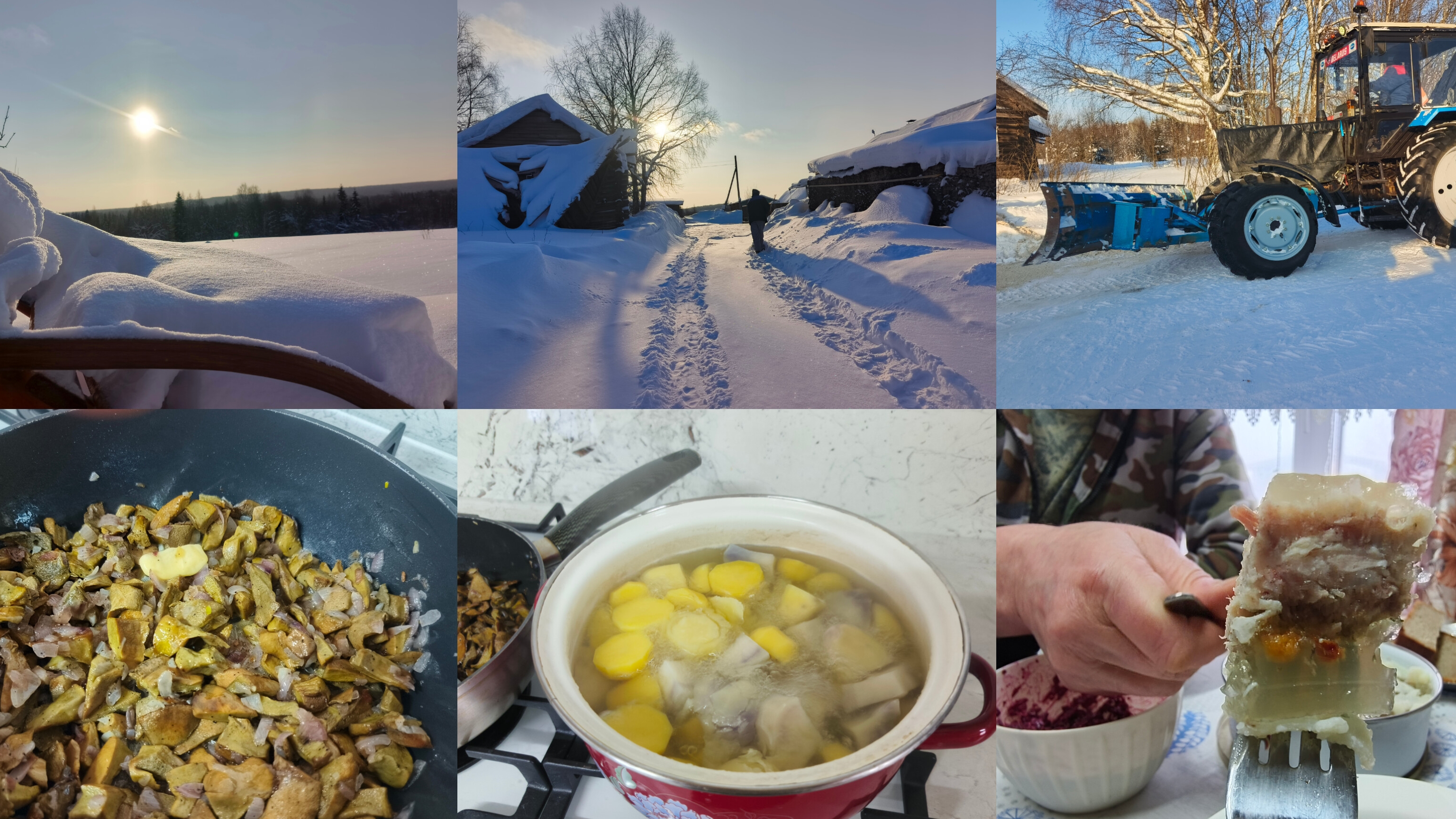 Убираем снег ,обед ,трактор,повесили ящик на кухню. смотреть онлайн