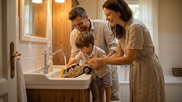 Мальчик нашел в парке ретро машину Мальчик нашел в парке ретро машину