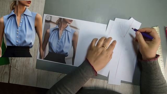 Моделирование. Блуза с секретом переноса вытачек. Выкройка № 1949. смотреть онлайн