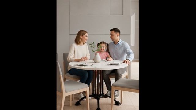 Круглый обеденный стол 80 см «Белый мрамор» с чугунной ножкой для кухни