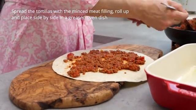 Мексиканские энчиладас с мясным фаршем и сыром Мексиканские энчиладас с мясным фаршем и сыром