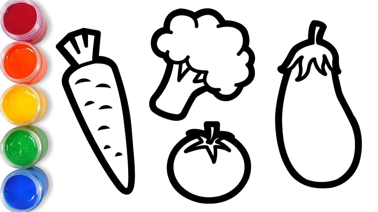 Мультик раскраска для детей и малышей. Новый сборник рисунков. Как нарисовать овощи