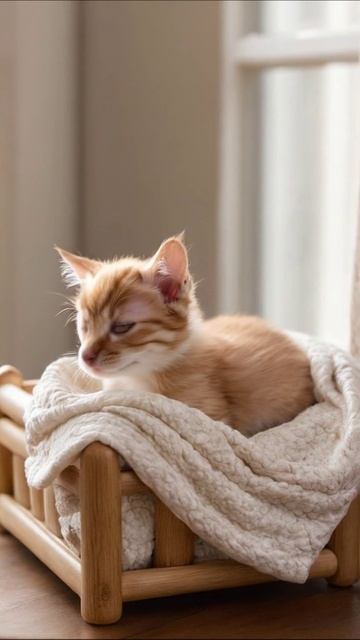 Малыш-котенок в уютном гнездышке #котенок #милота #домашниеживоные