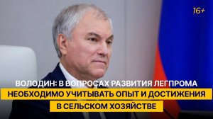 Володин: в вопросах развития легпрома необходимо учитывать опыт и достижения в сельском хозяйстве
