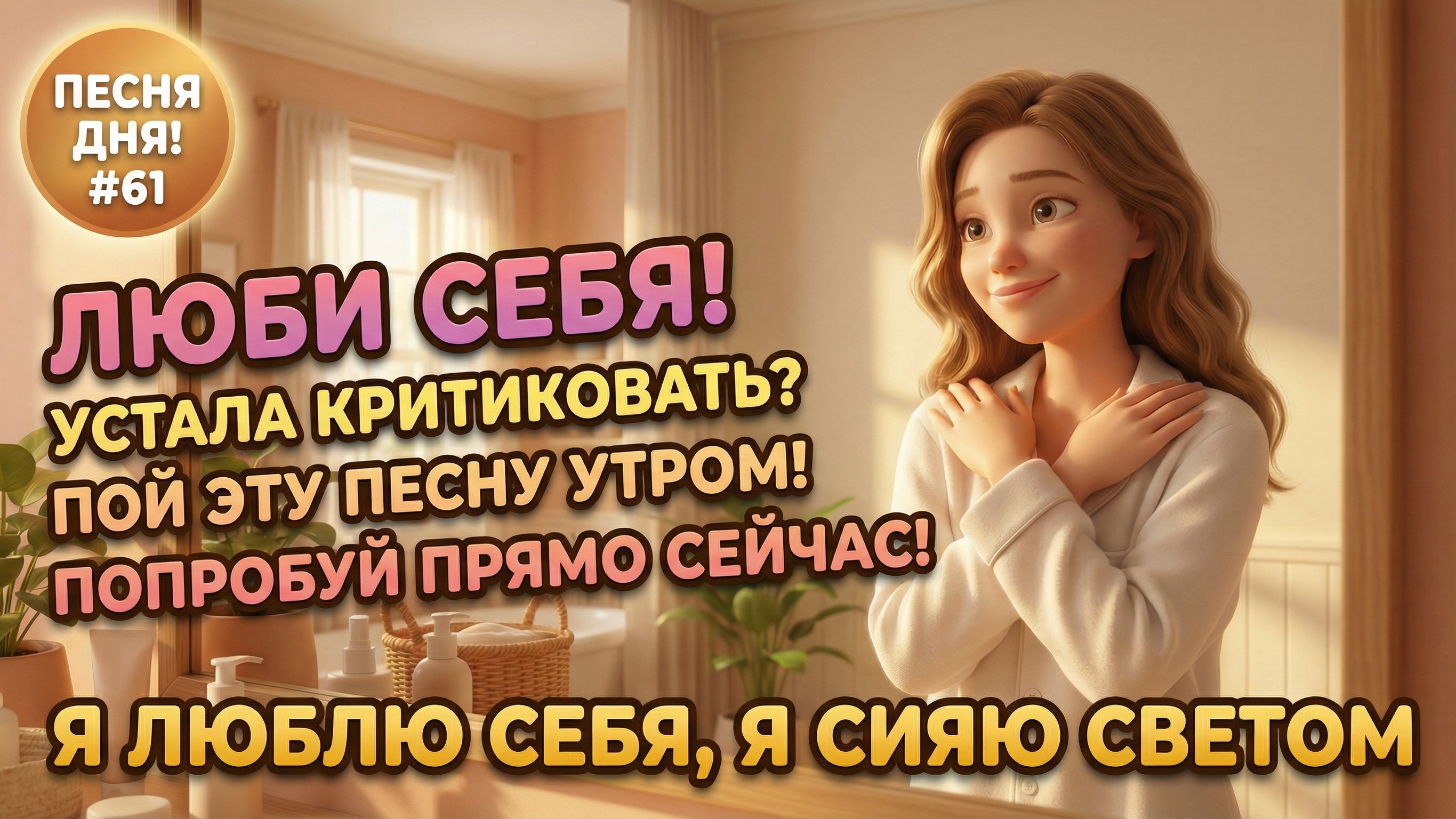 НА ДЕНЬ ПЕСНЮ #61 | Утренняя ПЕСНЯ-АФФИРМАЦИЯ на любовь к себе | «Я Люблю Себя, Я Сияю Светом»