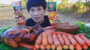 MUKBANG Исаанские колбаски, запечённая курица с восхитительным соусом! АСМР МУКБАНГ