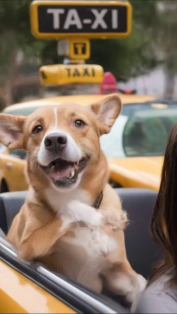 Собака в такси: весёлая поездка по городу! #собака #такси #приключения