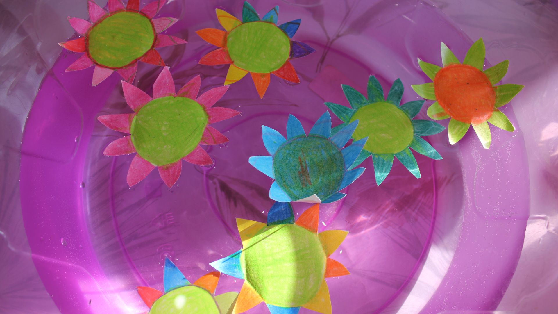 Бумажные цветы распускаются в воде.