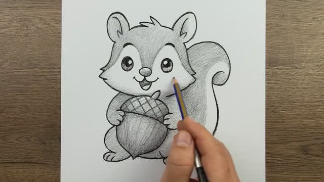 Как легко нарисовать милую белку с орехом карандашом смотреть онлайн