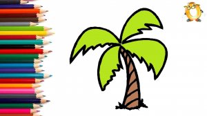 Мультик - раскраска для детей ПАЛЬМА. Учимся как рисовать ПАЛЬМУ // ОБУЧАШКА ТВ