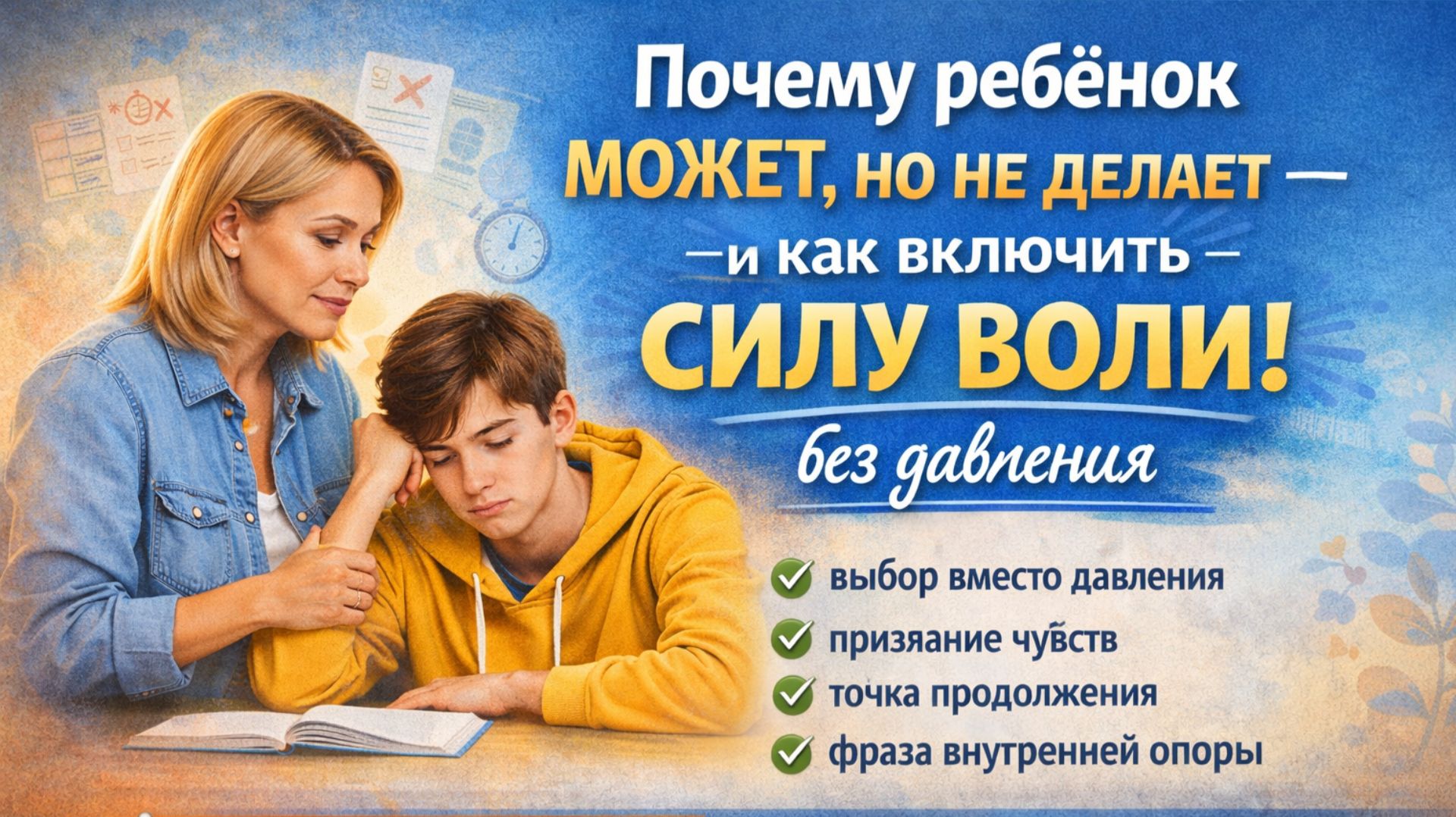 Почему ребёнок может, но не делает? И как включить силу воли без давления. (фрагмент вебинара) Почему ребёнок может, но не делает? И как включить силу воли без давления. (фрагмент вебинара)