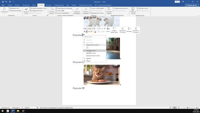 Как изменить автоматическую нумерацию рисунков в Word
