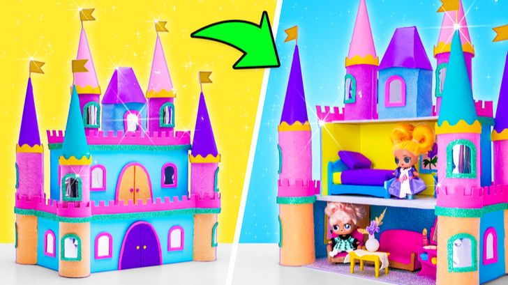Замок для кукол своими руками 🏰✨ Домик из картона смотреть онлайн
