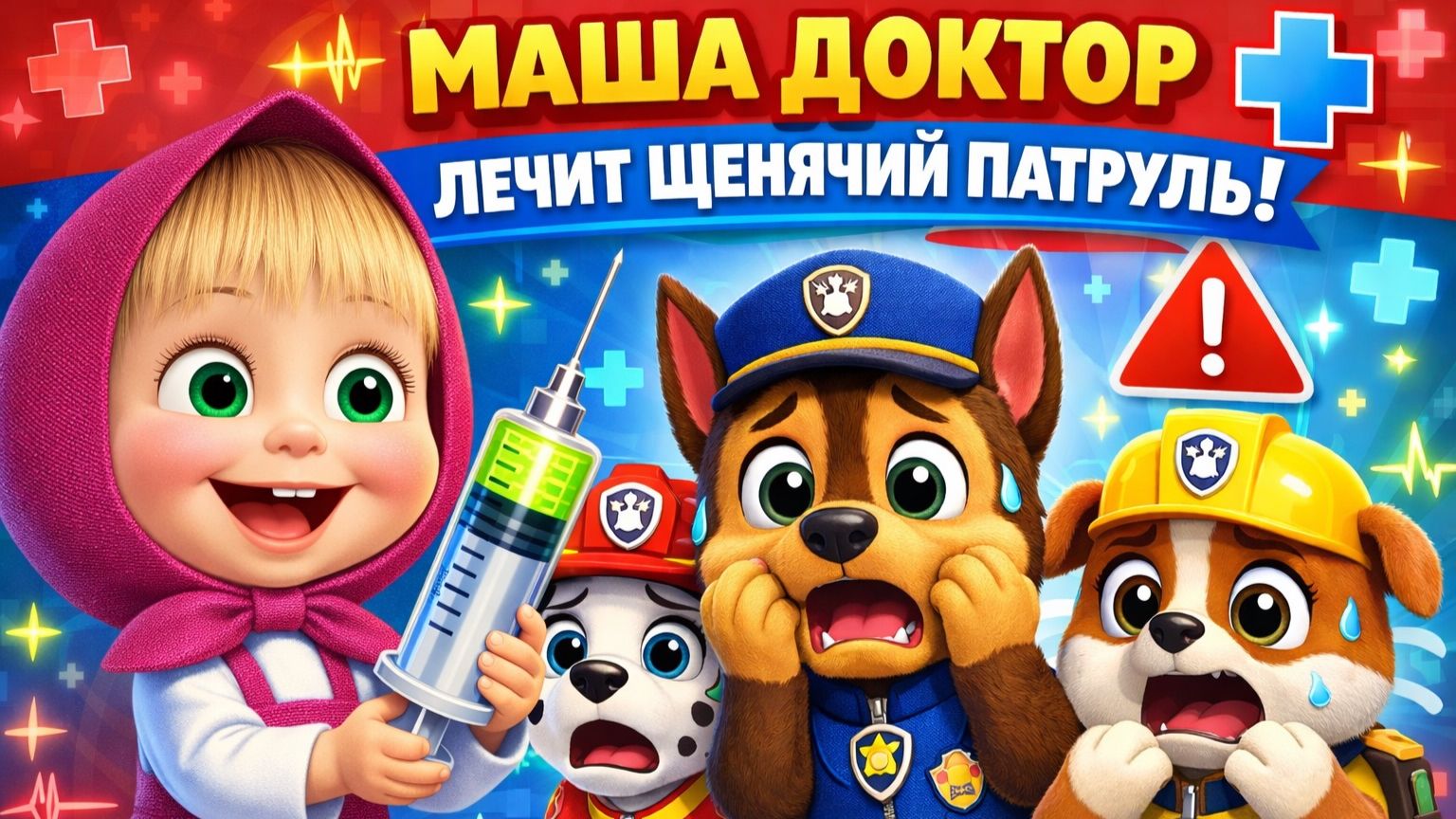 Маша ДОКТОР лечит Щенячий Патруль все серии подряд.  Мультики для малышей с игрушками Маша и Медведь