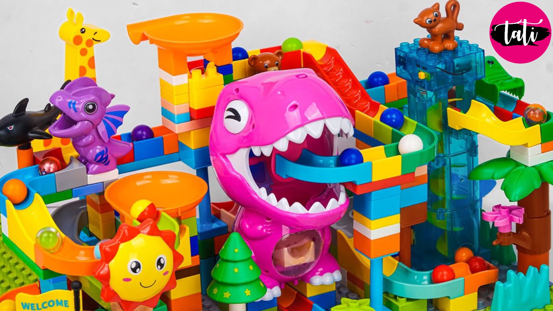 Играем в развивающий конструктор Марбл Ран и лего. Мультфильм для детей. ASMR АСМР