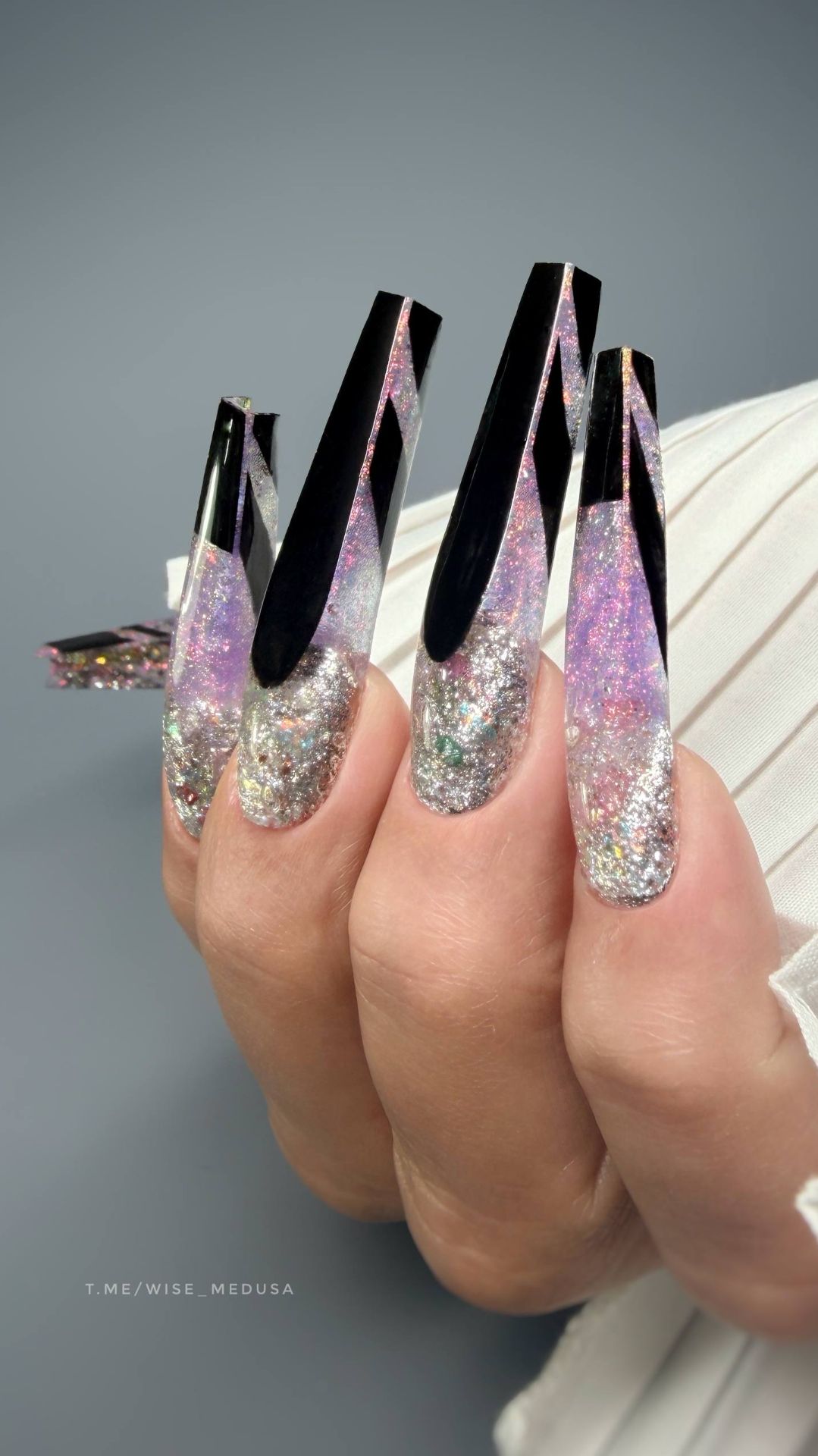 Экстра длинный геометрический дизайн ногтей. Наращивание на сложные формы с UNO Mixgel и Unicorn