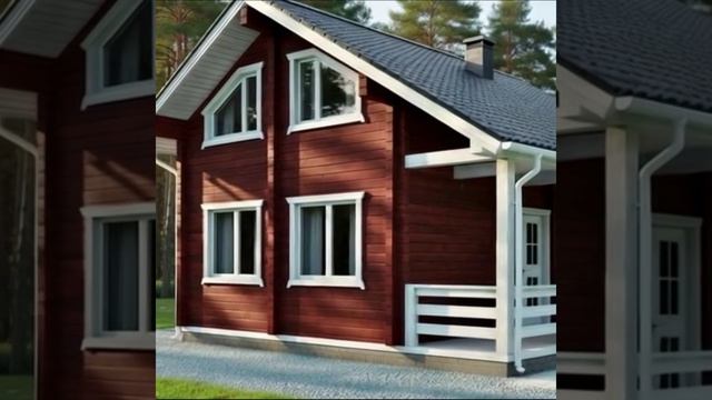 Дом 6×8 с мансардой и террасой Дом 6×8 с мансардой и террасой