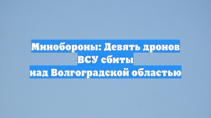 Минобороны: Девять дронов ВСУ сбиты над Волгоградской областью