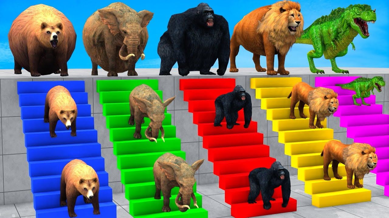 Мультики для детей. Веселые Испытания для диких животных, где слон? Мультфильмы для малышей.