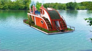 Строим красивый дом на воде для отдыха на природе. Примитивными методами.