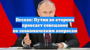 Песков: Путин во вторник проведет совещание по экономическим вопросам