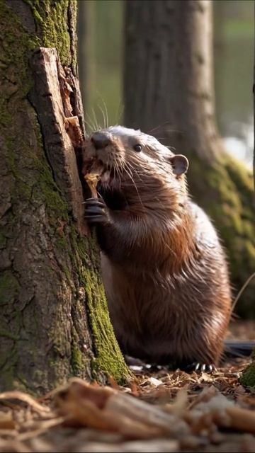 Выдра в лесу: момент радости #дикаяприрода #животные #выдры смотреть онлайн