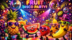 Фруктовая вечеринка в стиле диско! 🍍🎉 Зажигательная музыка и танцы для вашего малыша ✨👶