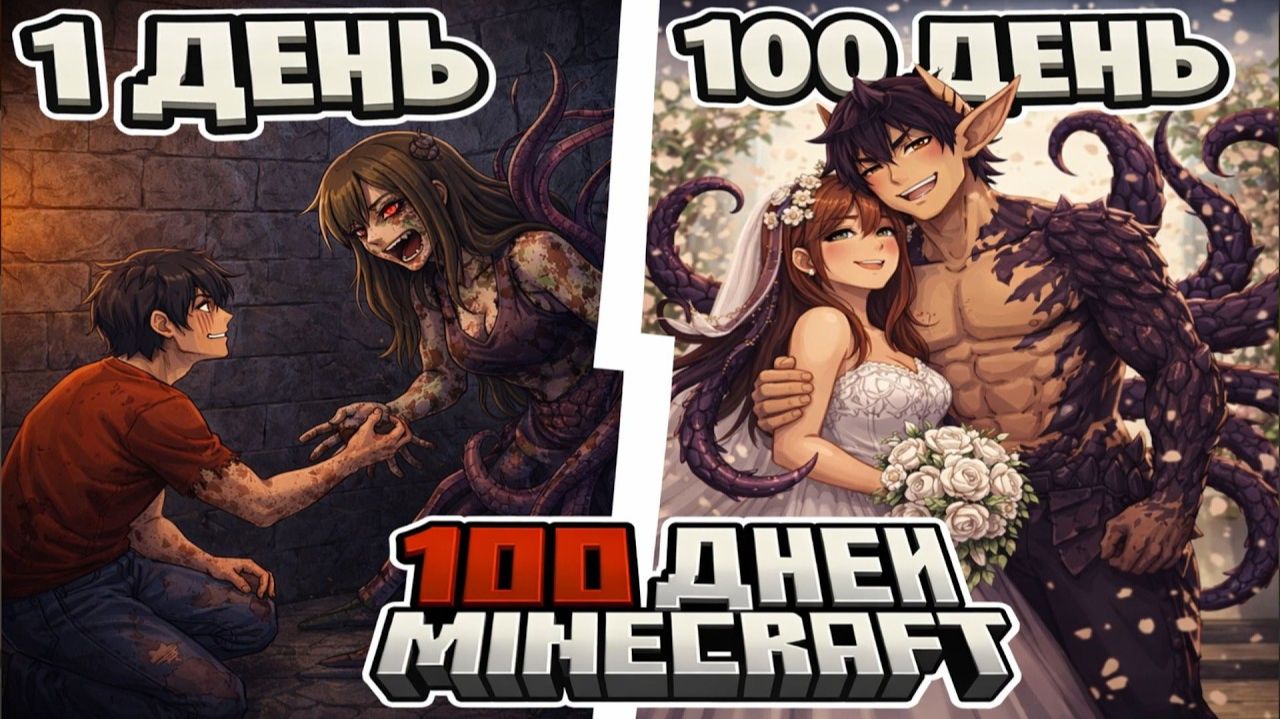 Я ПРОЖИЛ 100 ДНЕЙ С ДЕВУШКОЙ МУТАНТОМ В МАЙНКРАФТЕ смотреть онлайн