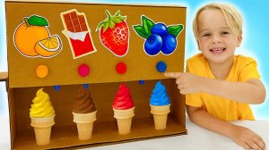 Крис учится помогать семье и играет с аппаратом со сладостями.