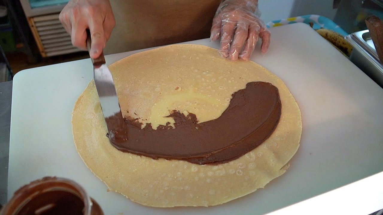 Блинчики со взбитыми сливками, сладкие блинчики Уличная еда Корея | Еда мира | World Food Блинчики со взбитыми сливками, сладкие блинчики Уличная еда Корея | Еда мира | World Food