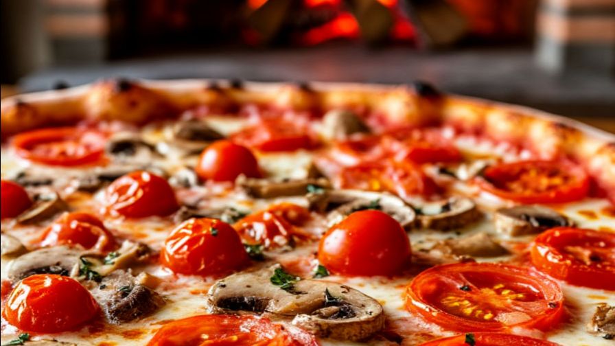 Итальянская пицца с грибами и помидорами