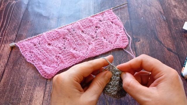 Ажурный узор спицами. смотреть онлайн