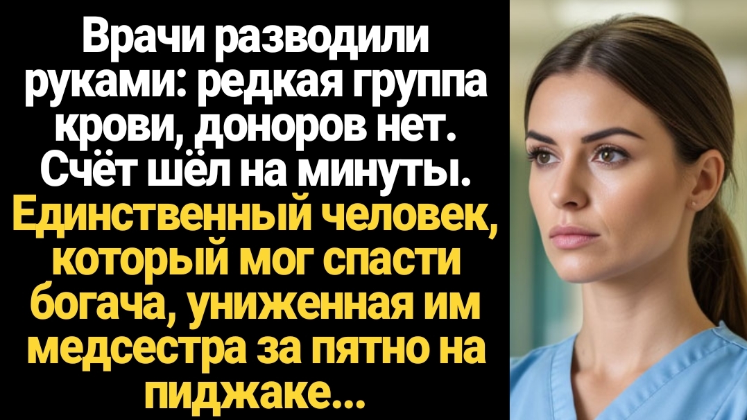 ИСТОРИИ ИЗ ЖИЗНИ/Единственный человек, который мог спасти богача, униженная им медсестра за пятно на смотреть онлайн