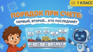 Математика 1 класс: Порядковый счет! Первый, Второй... Кто последний? 🥇🚗🚌🏁