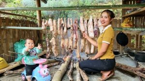 Мама поневоле. Дуонг. Готовим копченую свиную грудинку, которую можно хранить круглый год. Серия 44